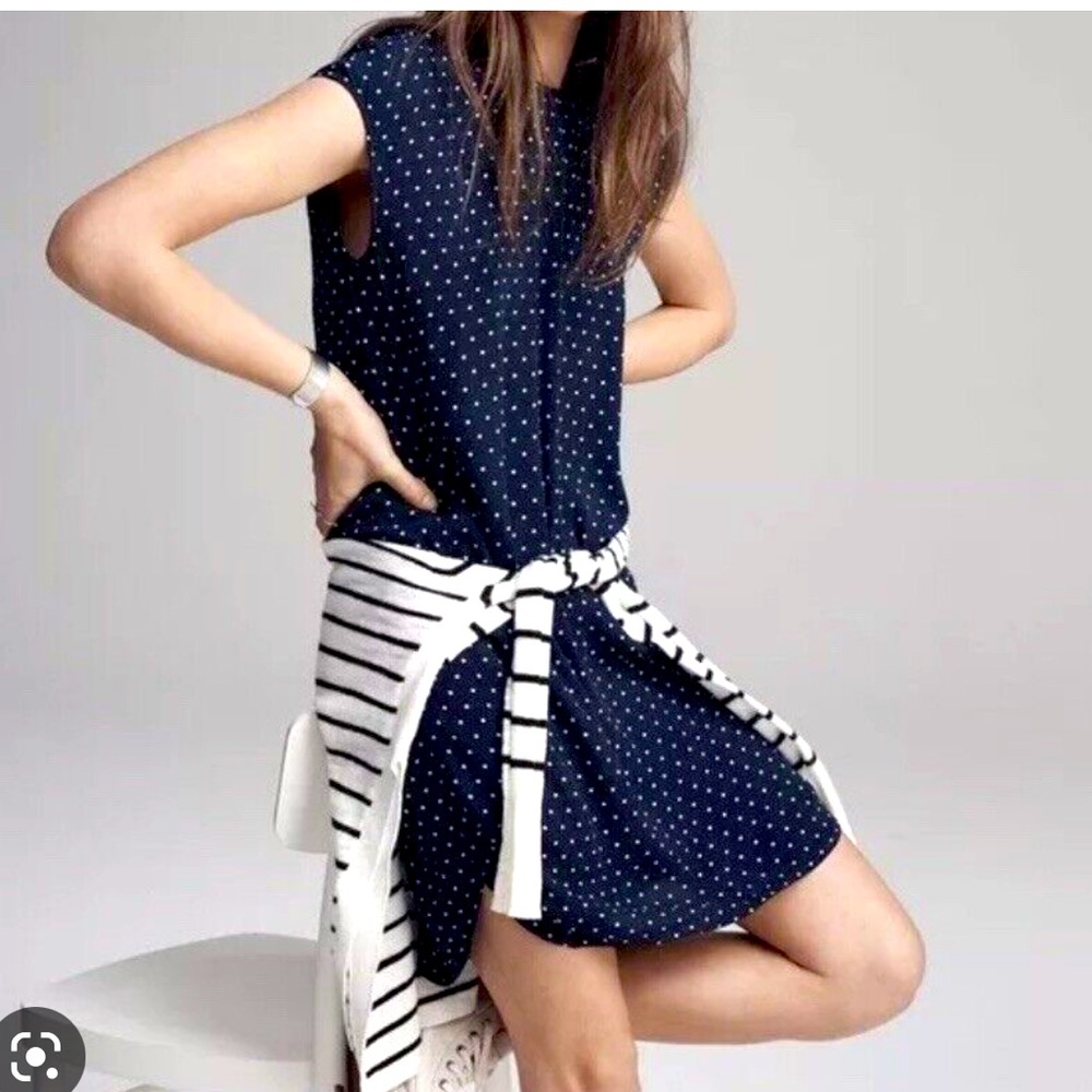 Madewell Tunic Navy and White Polka Dot- Size Small
